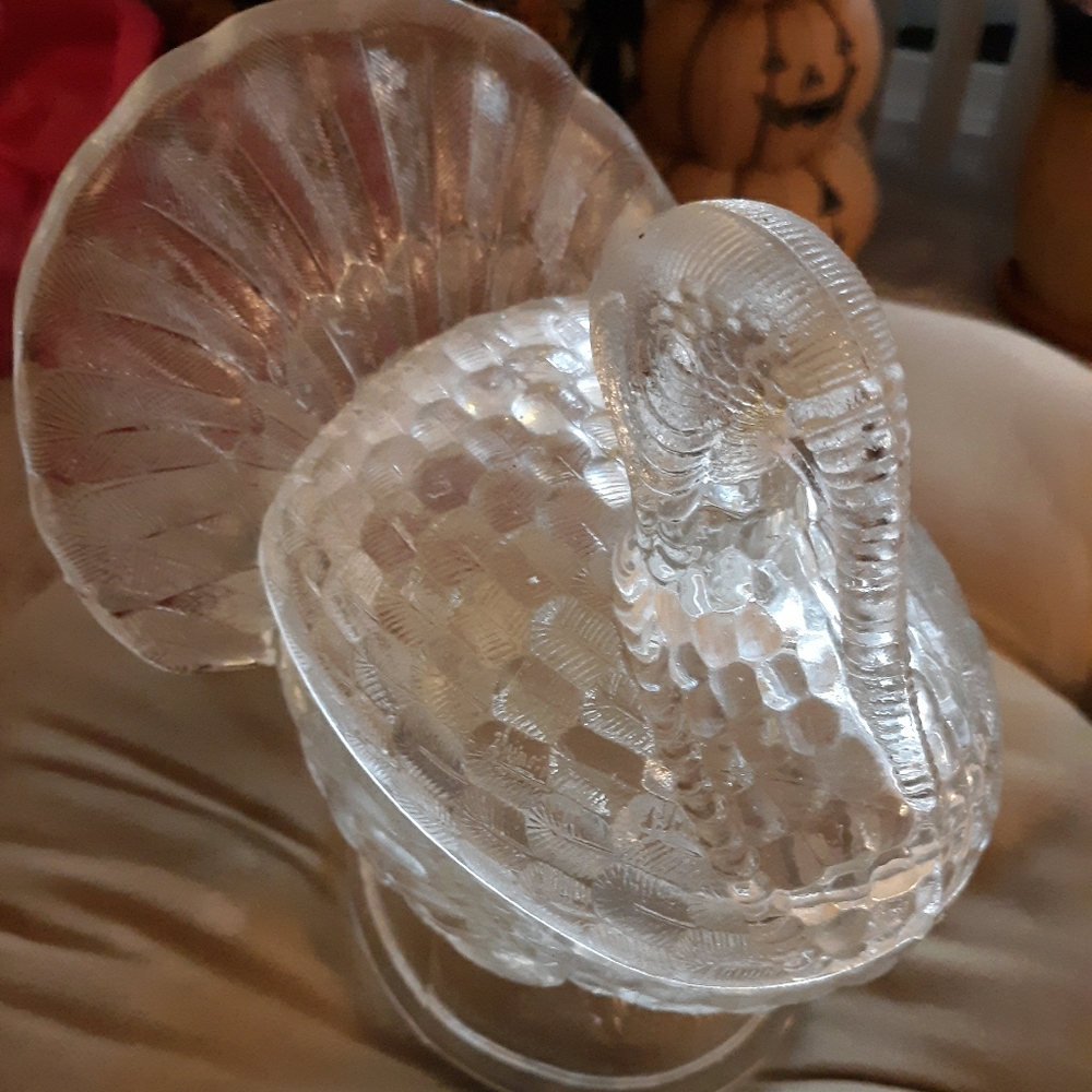 Vintage Antique LE Smith  Glass Turkey Candy Dish